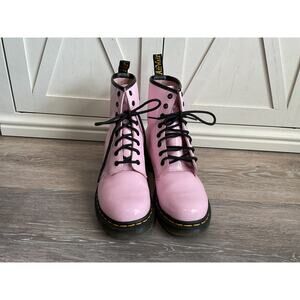 Dr. Martens Pale Pink Patent Leather Boots Size 9 Womens Grunge Festival